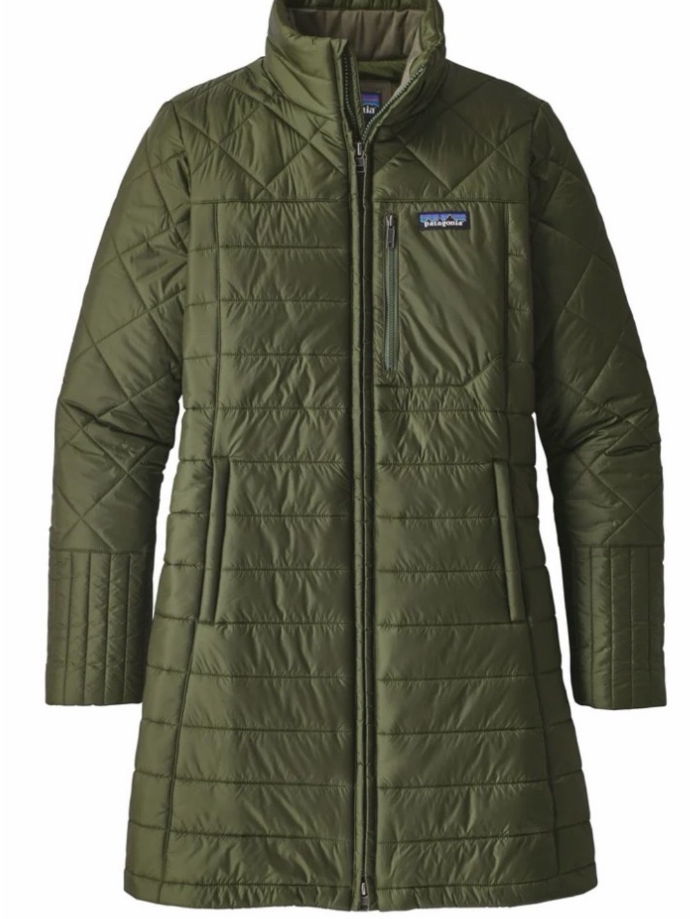 Patagonia Women’s Olive Quilted Long Puffer Coat